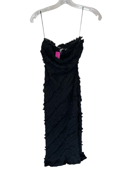 endless rose Size XS Black Polyester Strapless Ruffles Side Zip Gown Black / XS