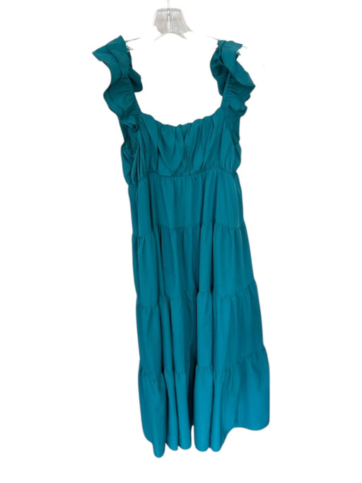 English Factory Size XS Teal Flutter Sleeves Maxi Side Zip Dress Teal / XS