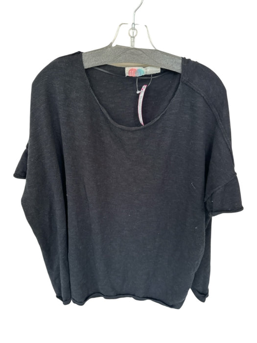 FP Beach Size XS Black Cotton Short Sleeve roll neck Oversize Top Black / XS