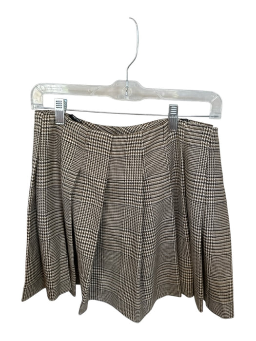 Cara Cara Size S Brown & Tan Polyester Blend Attached Belt Houndstooth Skirt Brown & Tan / S