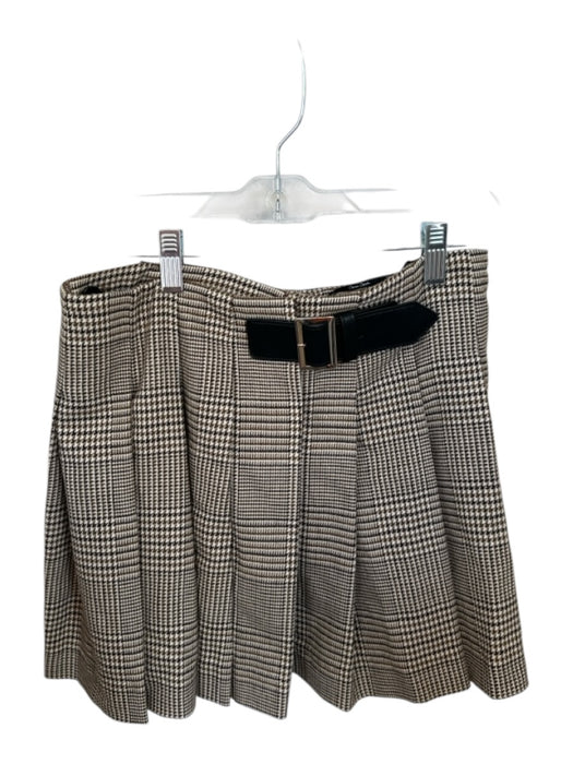 Cara Cara Size S Brown & Tan Polyester Blend Attached Belt Houndstooth Skirt Brown & Tan / S