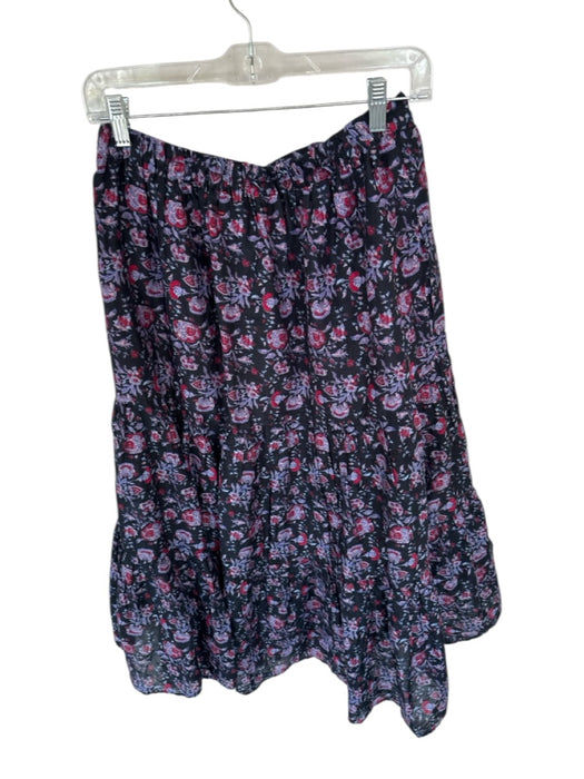XiRENA Size S Navy & Red Cotton & Silk Elastic Waist Flowers Maxi Skirt Navy & Red / S