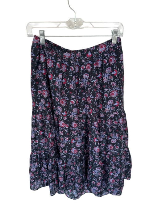 XiRENA Size S Navy & Red Cotton & Silk Elastic Waist Flowers Maxi Skirt Navy & Red / S