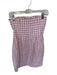 Posse Size XS White & Pink Linen Strapless Gingham Boning Side Zip Dress White & Pink / XS