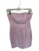 Posse Size XS White & Pink Linen Strapless Gingham Boning Side Zip Dress White & Pink / XS