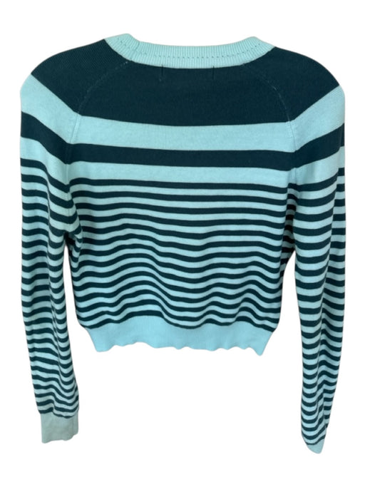 Solid & Striped Size XS Aqua & Teal Cotton Knit Striped Long Sleeve Top Aqua & Teal / XS