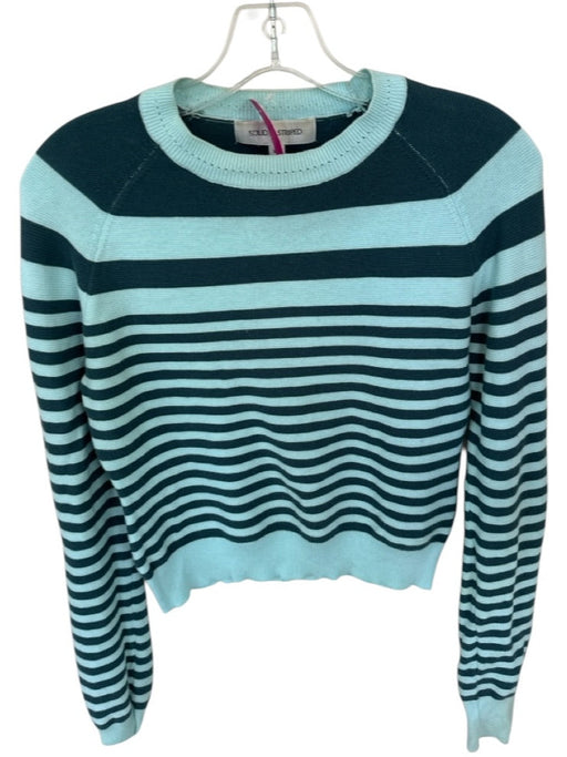 Solid & Striped Size XS Aqua & Teal Cotton Knit Striped Long Sleeve Top Aqua & Teal / XS