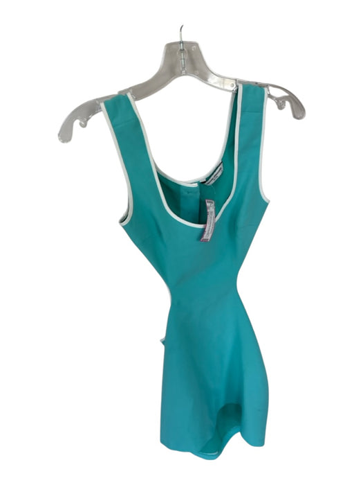 Amanda Uprichard Size XS Aqua & White Polyester Sleeveless Piping Dress Aqua & White / XS