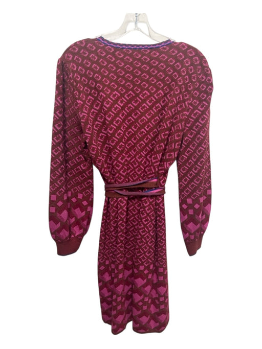 Diane Von Furstenberg Size XL Red, Pink & Blue Viscose Blend Wrap Sweater Red, Pink & Blue / XL