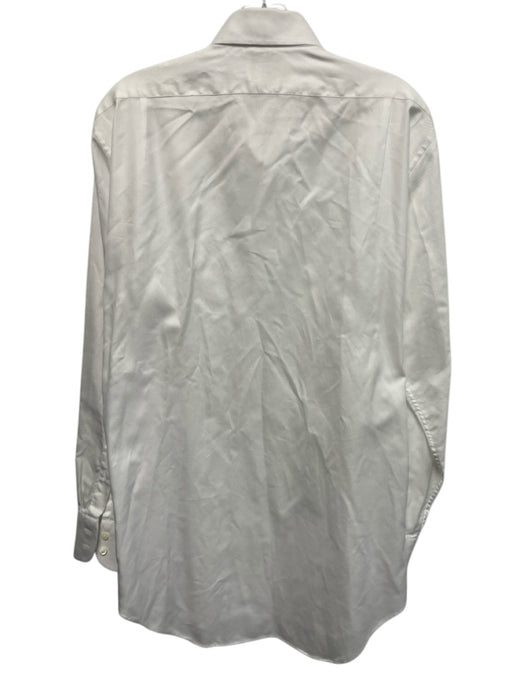 Sid Mashburn Size Est M White Cotton Solid Button Up Men's Long Sleeve Shirt White / Est M