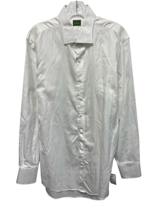 Sid Mashburn Size Est M White Cotton Solid Button Up Men's Long Sleeve Shirt White / Est M
