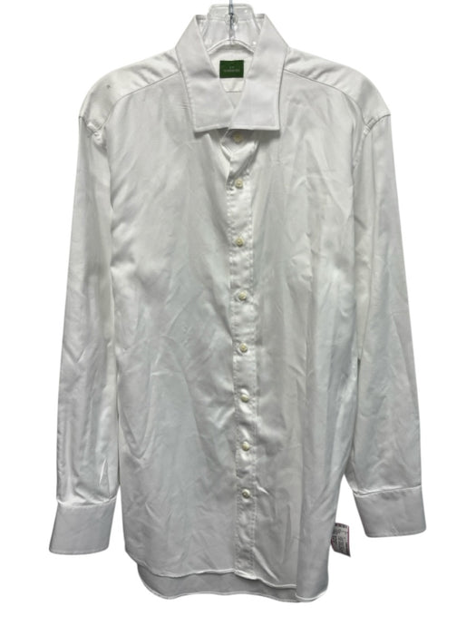Sid Mashburn Size Est M White Cotton Solid Button Up Men's Long Sleeve Shirt White / Est M