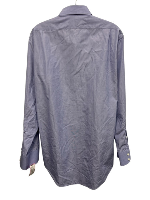 Sid Mashburn Size Est L Blue Cotton Solid Button Up Men's Long Sleeve Shirt Blue / Est L