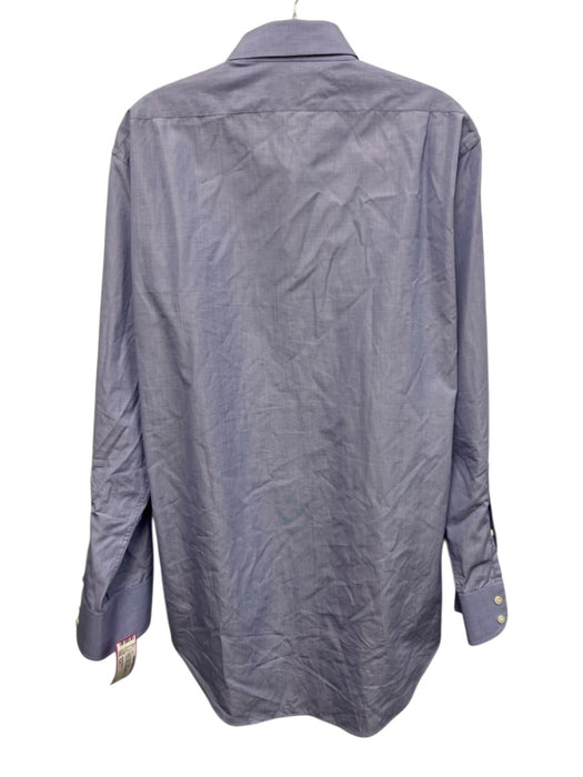 Sid Mashburn Size Est L Blue Cotton Solid Button Up Men's Long Sleeve Shirt Blue / Est L