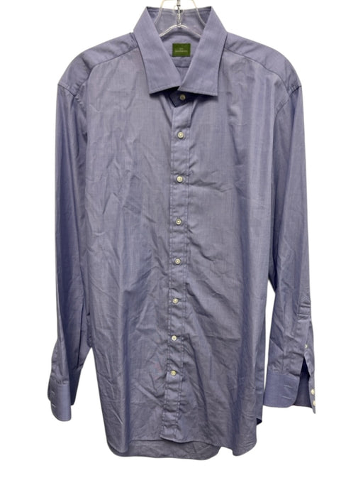 Sid Mashburn Size Est L Blue Cotton Solid Button Up Men's Long Sleeve Shirt Blue / Est L