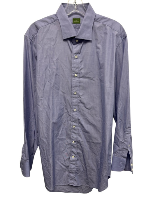 Sid Mashburn Size Est L Blue Cotton Solid Button Up Men's Long Sleeve Shirt Blue / Est L