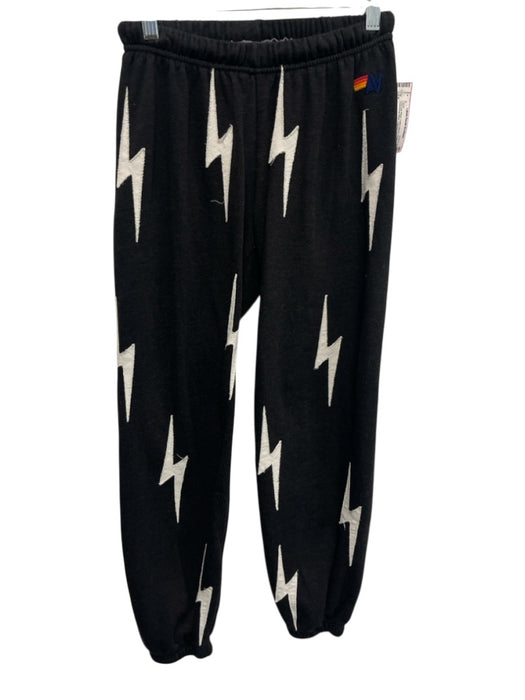 Aviator Nation Size M Charcoal Black Cotton Blend Lightning Bolt Patches Pants Charcoal Black / M