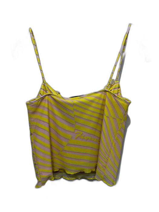 Fiorucci Size S Yellow & Pink Print Lyocell blend Mesh Stripe Bustier Top Top Yellow & Pink Print / S