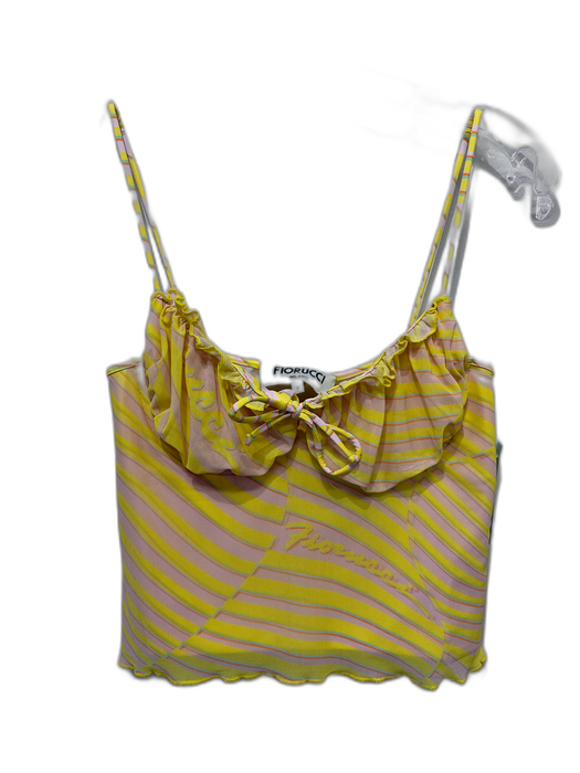 Fiorucci Size S Yellow & Pink Print Lyocell blend Mesh Stripe Bustier Top Top Yellow & Pink Print / S