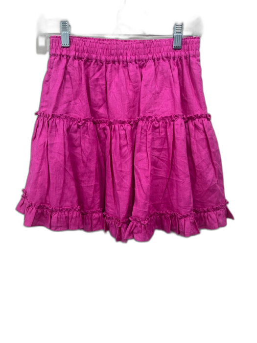 Hill House Size M Fuchsia Pink Linen Elastic Waist Mini Tiered Skirt Fuchsia Pink / M