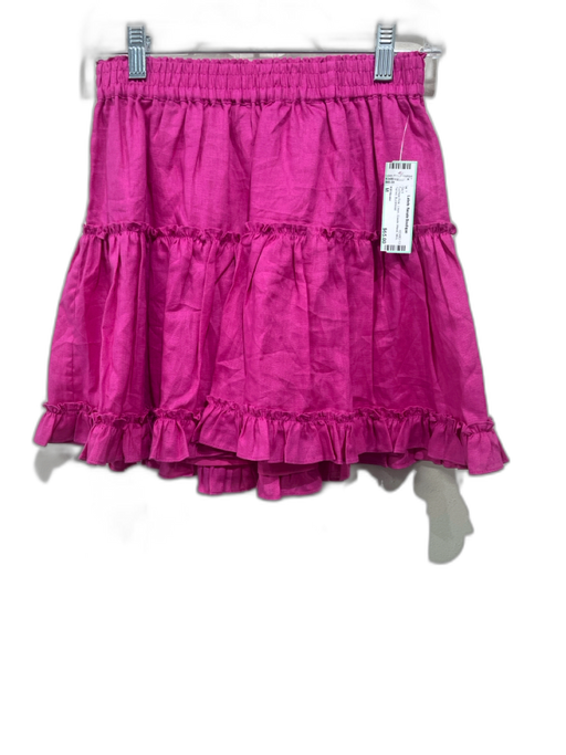 Hill House Size M Fuchsia Pink Linen Elastic Waist Mini Tiered Skirt Fuchsia Pink / M