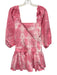 Loveshackfancy Size 6 Pink & White Cotton Denim Tie Dye Long Sleeve Mini Dress Pink & White / 6