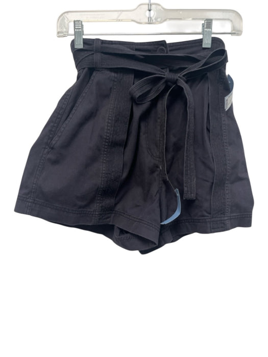 Ulla Johnson Size 4 Black Cotton High Rise Pleat Detail Sash Inc Shorts Black / 4