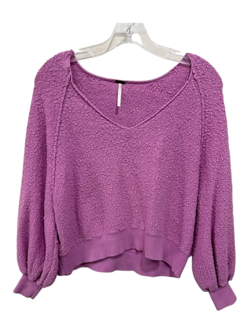 Free People Size XS Lilac Purple Cotton Blend Long Sleeve Textured Sweater Lilac Purple / XS