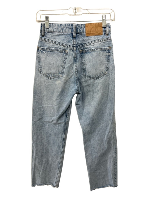 Zara Size 2/34 Light Wash Cotton Denim High Rise Stone Wash Button Fly Jeans Light Wash / 2/34