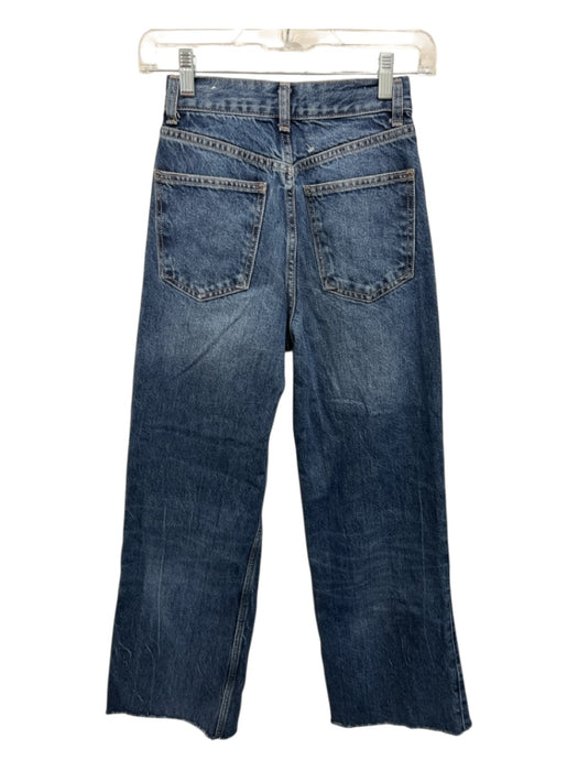 Zara Size 0/32 Dark Wash Cotton Denim High Rise Whiskering Zip & Button Jeans Dark Wash / 0/32