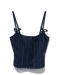 Lioness Size XS Navy Blue Print Cotton Denim Vertical Stripes Bustier corset Top Navy Blue Print / XS