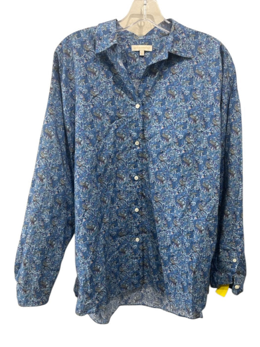 Ann Mashburn Size M Blue, Purple, Multi Cotton floral print Button Down Top Blue, Purple, Multi / M