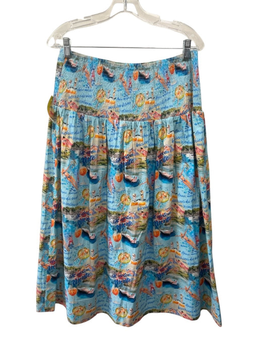 Holly Shae Design Size M/L Blue, Orange, Multi Cotton Smocked Maxi Skirt Blue, Orange, Multi / M/L