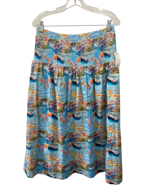 Holly Shae Design Size M/L Blue, Orange, Multi Cotton Smocked Maxi Skirt Blue, Orange, Multi / M/L