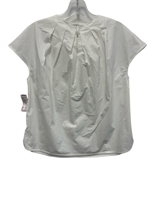 Ann Mashburn Size S White Cotton Cap Sleeve Pleated Back Keyhole Top White / S