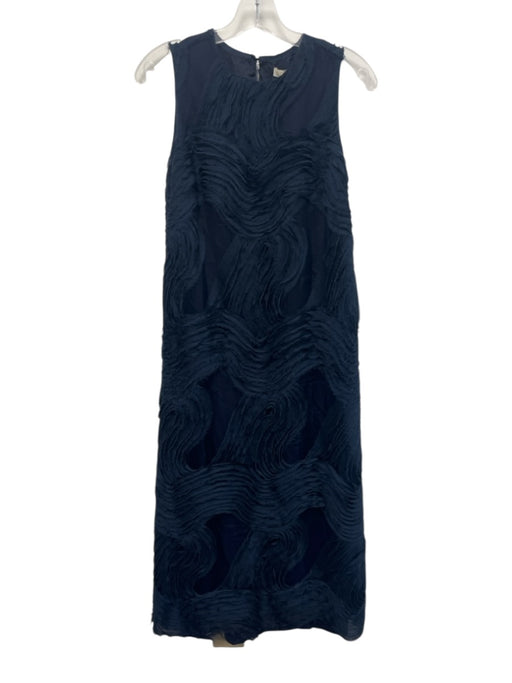 Ann Mashburn Size XS Dark Blue Nylon Sleeveless Textured Round Neck Maxi Dress Dark Blue / XS