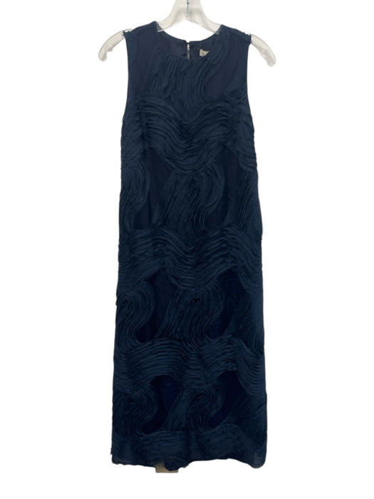 Ann Mashburn Size XS Dark Blue Nylon Sleeveless Textured Round Neck Maxi Dress Dark Blue / XS