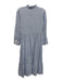 Alice Walk Size XS Light Blue Cotton & Linen Long Sleeve Ruffle Shirt Midi Dress Light Blue / XS