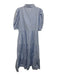Gretchen Scott Size L Light blue & white Cotton Short Puff Sleeve Ric-Rac Dress Light blue & white / L