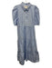 Gretchen Scott Size L Light blue & white Cotton Short Puff Sleeve Ric-Rac Dress Light blue & white / L