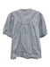 J Crew Size XL Blue & White Cotton Short Puff Sleeve Stripe 1/4 Button Top Blue & White / XL