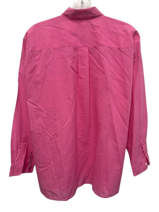 Ann Mashburn Size M Hot pink Cotton Long Sleeve Collar Blouse Top Hot pink / M