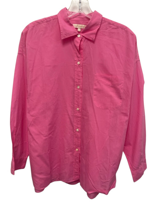 Ann Mashburn Size M Hot pink Cotton Long Sleeve Collar Blouse Top Hot pink / M