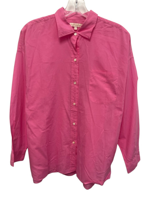 Ann Mashburn Size M Hot pink Cotton Long Sleeve Collar Blouse Top Hot pink / M