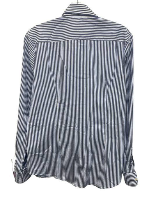 The Shirt Rochelle Behrens Size L Blue & White Cotton Long Sleeve Stripes Top Blue & White / L