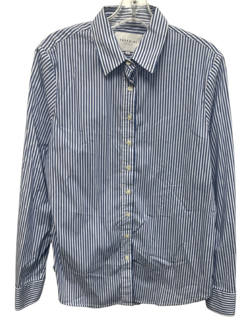 The Shirt Rochelle Behrens Size L Blue & White Cotton Long Sleeve Stripes Top Blue & White / L