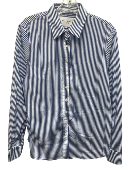 The Shirt Rochelle Behrens Size L Blue & White Cotton Long Sleeve Stripes Top Blue & White / L