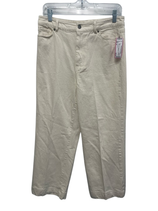 Ann Mashburn Size 29 Beige Cotton Denim Zip Fly High Rise Straight Leg Jeans Beige / 29