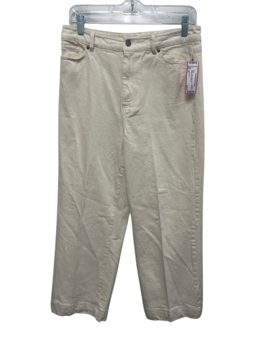 Ann Mashburn Size 29 Beige Cotton Denim Zip Fly High Rise Straight Leg Jeans Beige / 29