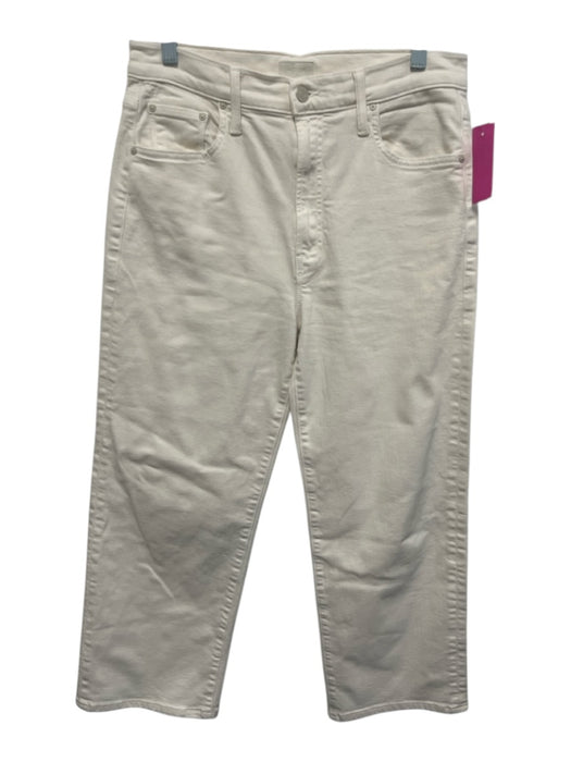 Mother Size 29 Cream White Cotton Denim Zip Fly High Rise Straight Leg Jeans Cream White / 29